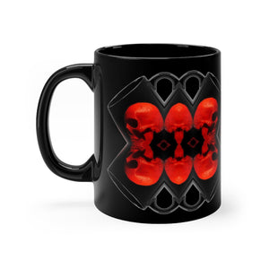 X Skull Bells Black mug 11oz - SkySkull Art