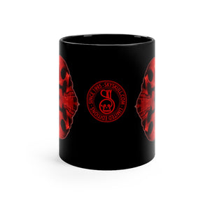 Quadruple Skull Cluster Black mug 11oz - SkySkull Art