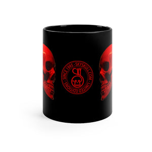 Left Right Skull 333 Black mug 11oz - SkySkull Art