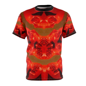 Laugh Skull Shield Unisex All Over Printed Cut & Sew Tee - SkySkull Art