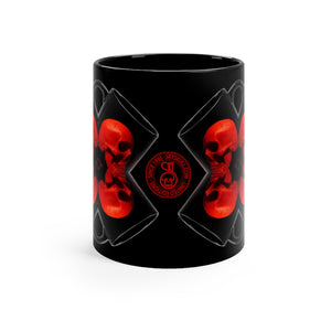 X Skull Bells Black mug 11oz - SkySkull Art