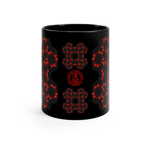 X Skull Flower Black mug 11oz - SkySkull Art