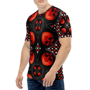 Ultimate Skull Shield Red Black Grey AOP T-shirt - SkySkull Art