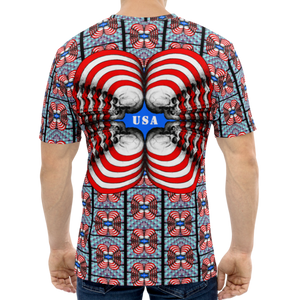 Skull World USA Flag Ultimate One  AOP T-shirt - SkySkull Art