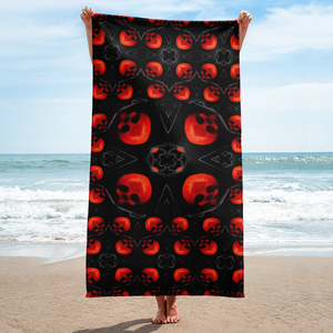 X Skull X Shield  Beach Towel - SkySkull Art