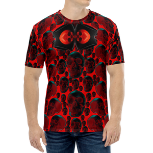 Positive Red Skull Wall 333 AOP T-shirt - SkySkull Art