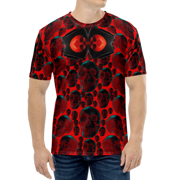 Positive Red Skull Wall 333 AOP T-shirt - SkySkull Art