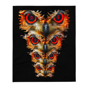 Owl Eyes See Skull on Black Throw Blanket - SkySkull Art