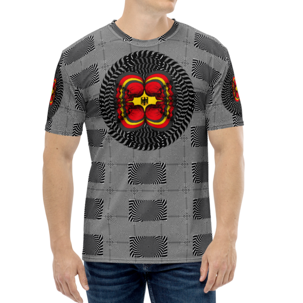 Smooth Hypnotic Skull German Flag  AOP T-shirt - SkySkull Art