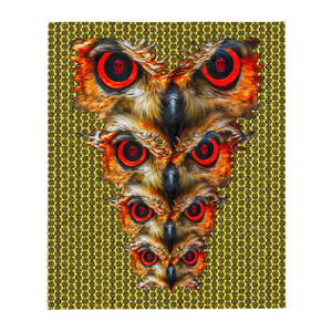 Owl Eyes See Skull  Hypnotic Circles with Yellow Throw Blanket - SkySkull Art