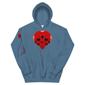 Heart Skull 737  Printed on Front, Back and Sleeve, Unisex Hoodie - SkySkull Art