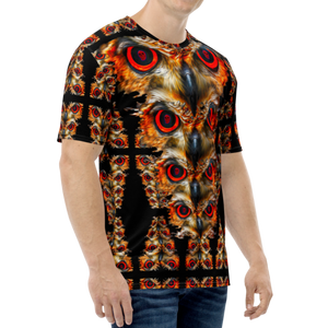 Owl Eyes See Skull  Totem on Black  AOP T-shirt - SkySkull Art