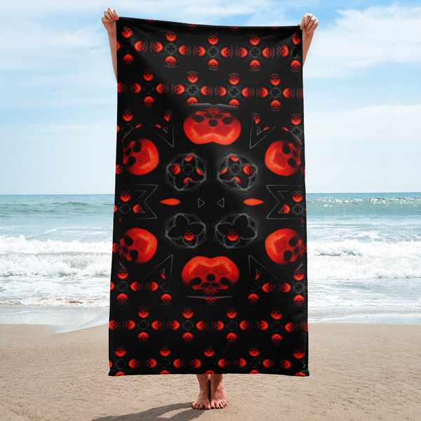 X Skull X  Simple Dark Summer Fun Beach Towel - SkySkull Art