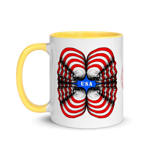 Skull World USA Flag Mug with Color 11oz - SkySkull Art