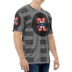 Smooth Hypnotic Skull USA Flag  AOP T-shirt - SkySkull Art