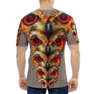 Owl Eyes See Skull  Hypnotic Squares with Orange AOP T-shirt - SkySkull Art