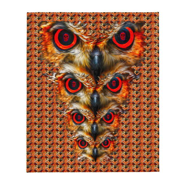 Owl Eyes See Skull Cammo Orange Throw Blanket - SkySkull Art