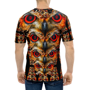 Owl Eyes See Skull  Totem on Black  AOP T-shirt - SkySkull Art