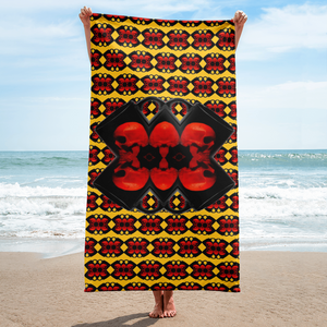 Skull Bells Yellow  Beach Towel - SkySkull Art