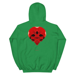 Heart Skull 737  Printed on Front, Back and Sleeve, Unisex Hoodie - SkySkull Art