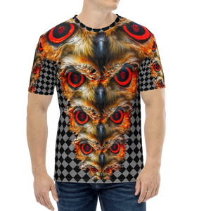 Owl Eyes See Skull Checkered Hypnotic AOP T-shirt - SkySkull Art