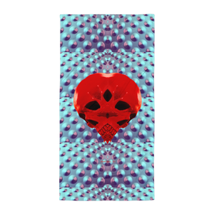 Super Heart Protector Skull  Beach Towel - SkySkull Art