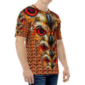 Owl Eyes See Skull Orange Cammo AOP T-shirt - SkySkull Art