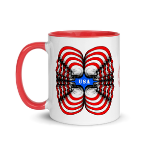 Skull World USA Flag Mug with Color 11oz - SkySkull Art