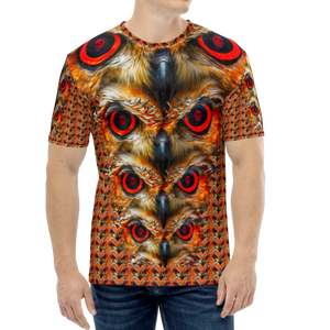 Owl Eyes See Skull Orange Cammo AOP T-shirt - SkySkull Art