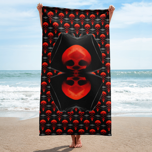 Up Down Skulls Grey  Beach Towel - SkySkull Art