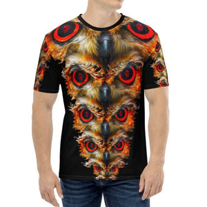 Owl Eyes See Skull  on Black  AOP T-shirt - SkySkull Art