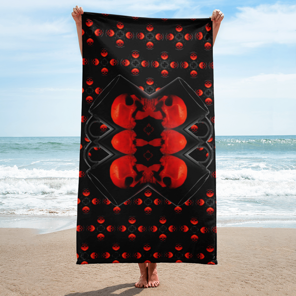 Short Skull Bells, Simple Dark Summer Fun  Beach Towel - SkySkull Art