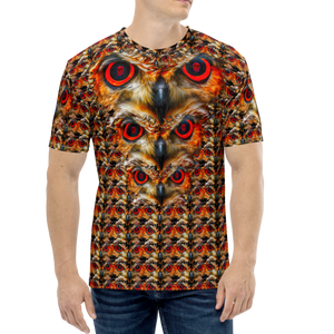 Owl Eyes See Skull Cammo Black AOP T-shirt - SkySkull Art