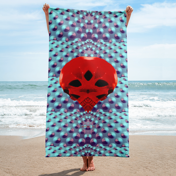 Super Heart Protector Skull  Beach Towel - SkySkull Art