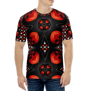 Ultimate Skull Shield Red Black Grey AOP T-shirt - SkySkull Art