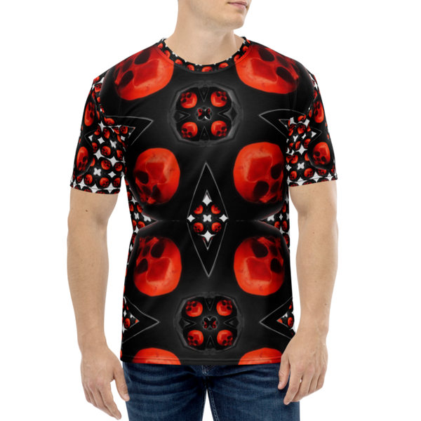 Ultimate Skull Shield Red Black Grey AOP T-shirt - SkySkull Art