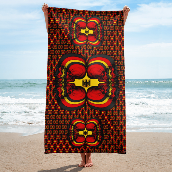 Skull World German Flag AOP  Beach Towel - SkySkull Art