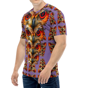 Owl Eyes See Skull  Totem on Purple  AOP T-shirt - SkySkull Art