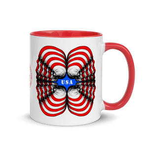 Skull World USA Flag Mug with Color 11oz - SkySkull Art