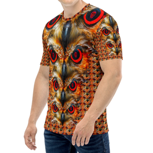 Owl Eyes See Skull Orange Cammo AOP T-shirt - SkySkull Art