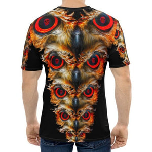 Owl Eyes See Skull  on Black  AOP T-shirt - SkySkull Art