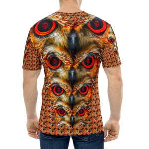 Owl Eyes See Skull Orange Cammo AOP T-shirt - SkySkull Art