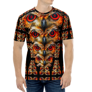 Owl Eyes See Skull  Totem on Black  AOP T-shirt - SkySkull Art