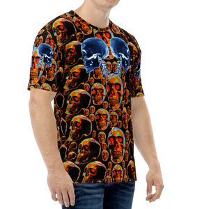 It's Almost Alive Infra Blue Skull Wall 333 AOP T-shirt - SkySkull Art