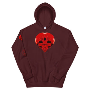 Heart Skull 737  Printed on Front, Back and Sleeve, Unisex Hoodie - SkySkull Art