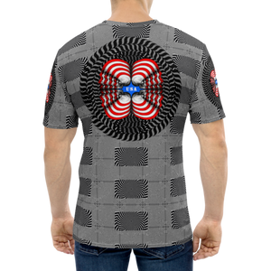 Smooth Hypnotic Skull USA Flag  AOP T-shirt - SkySkull Art