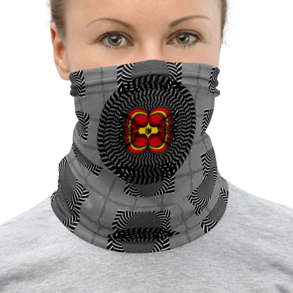 Hypnotic Skull German Flag Neck Gaiter - SkySkull Art