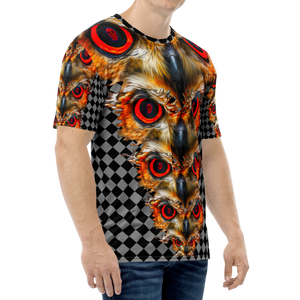 Owl Eyes See Skull Checkered Hypnotic AOP T-shirt - SkySkull Art