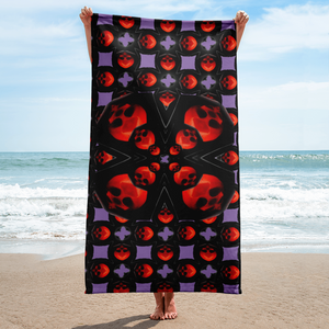 Progressive Skull X, Simple Dark Summer Fun  Beach Towel - SkySkull Art