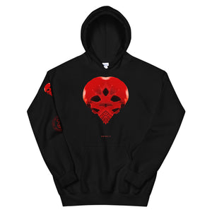 Heart Skull 737  Printed on Front, Back and Sleeve, Unisex Hoodie - SkySkull Art